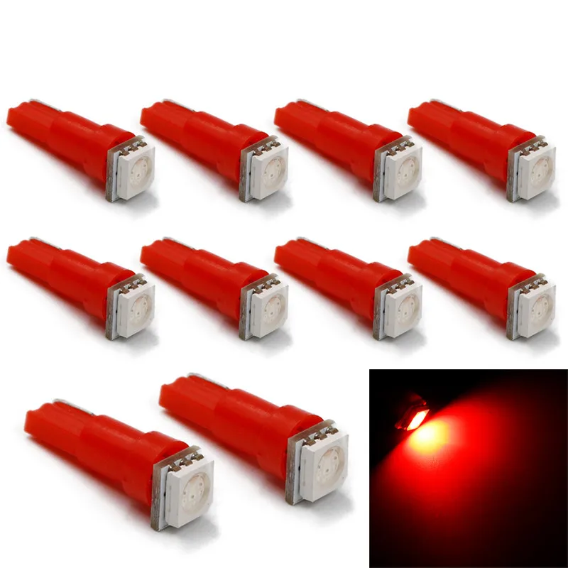 10PCS T5 5050 1 SMD LED Automotive Car Lights Bulb Dashboards Gauge Indicator Bulbs Ignition