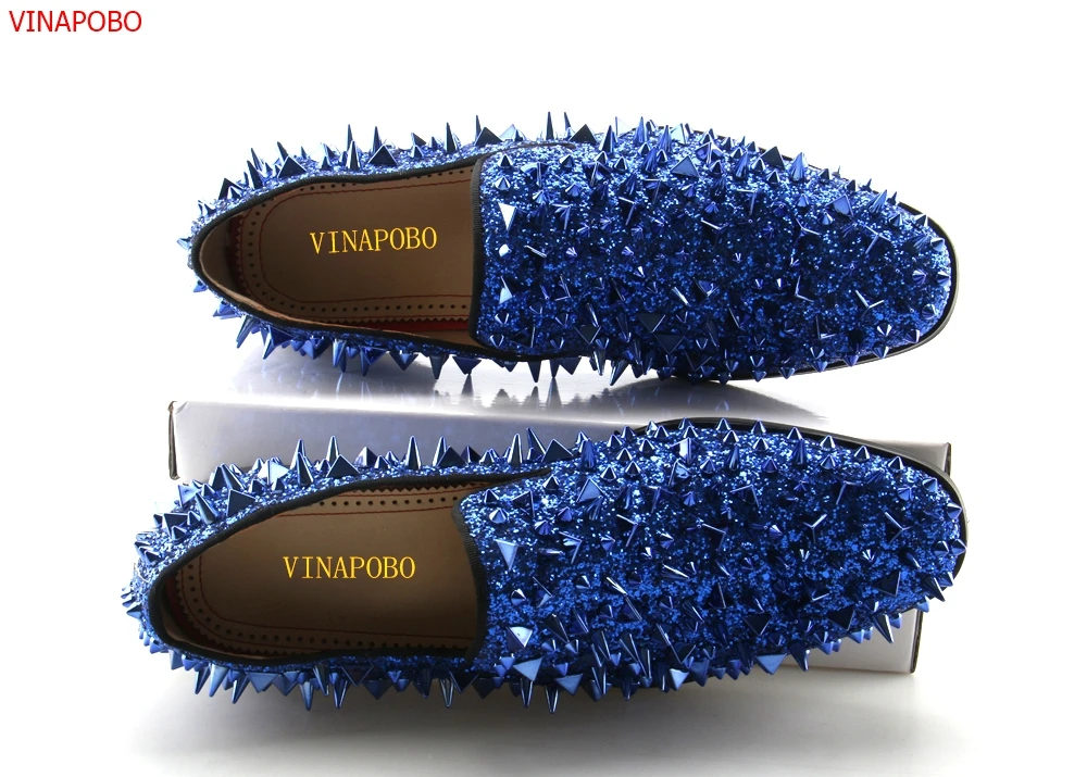 Runway-Fashion-Top-Quality-Men-Shoes-Blue-Sequin-Spikes-Men-Loafers-Rivets-Casual-Dress-Shoes-Men
