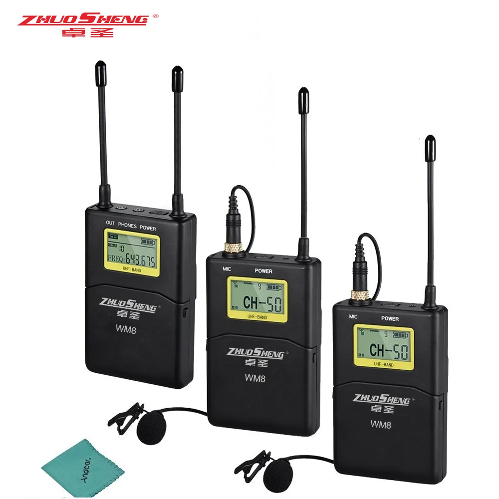 ZhuoSheng WM8 uhf Lavalier Wiireless Микрофон Студийный микрофон для видеокамеры | Электроника