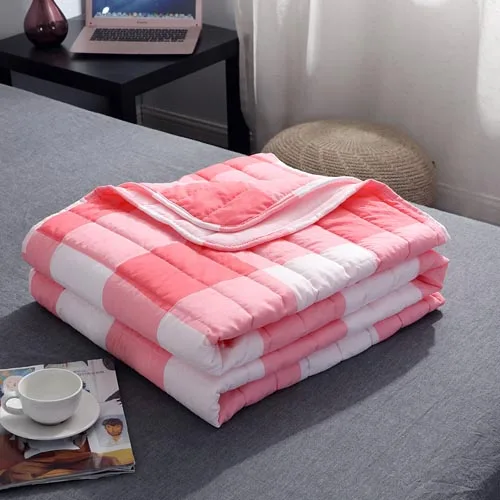 Летнее воздухопроницаемое одеяло для детей и взрослых, мягкое дышащее покрывало, тонкое Полосатое Клетчатое одеяло, покрывало - Цвет: Red Plaid