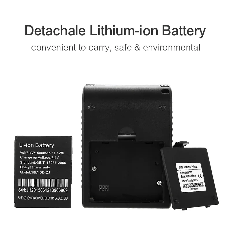 ZJiang POS 5805LN портативный мини 58 мм термальный принтер от 1 до 8 Bluetooth беспроводной qr