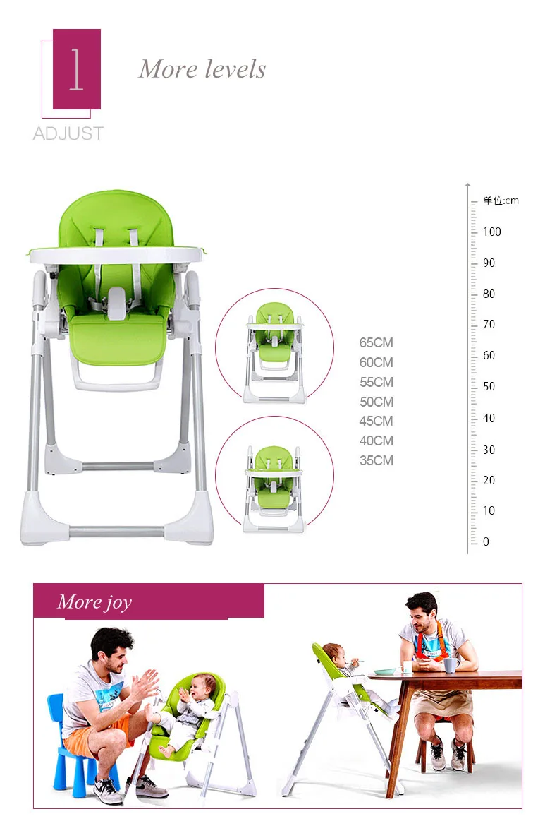 Пятиточечные ремни безопасности портативный складной регулируемый детский стульчик для кормления детский двухслойный стульчик для кормления K06
