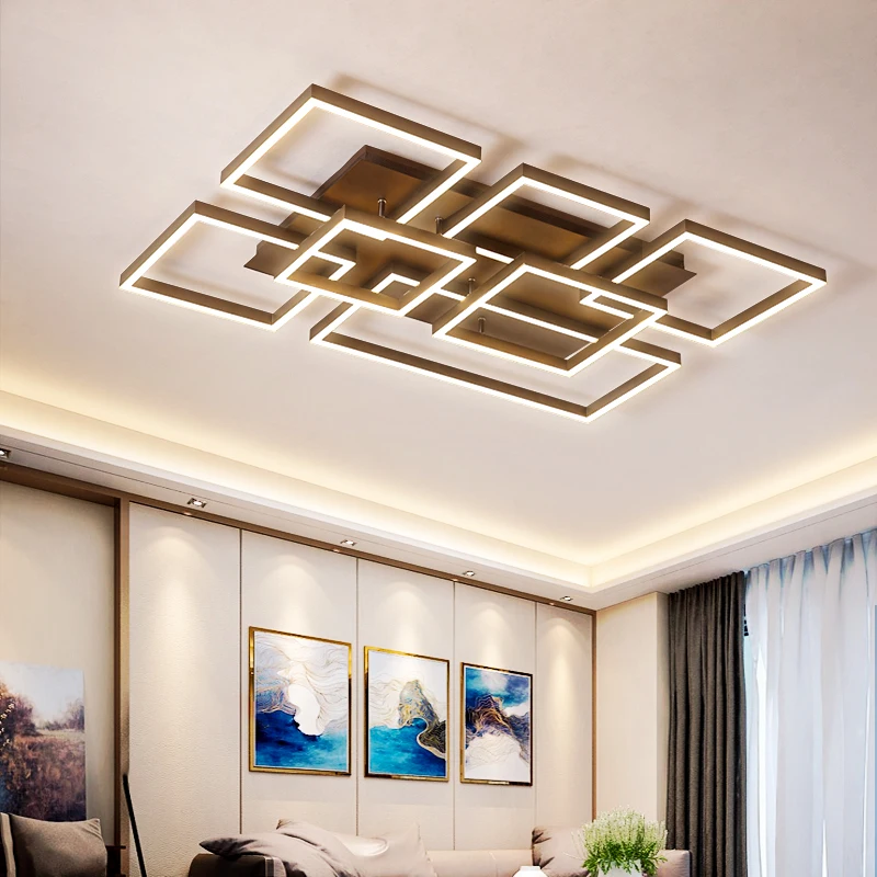

Brushed Coffee Finished rectangle modern led ceiling lights for living room bedroom study room aluminum acrylic ceiling lamp