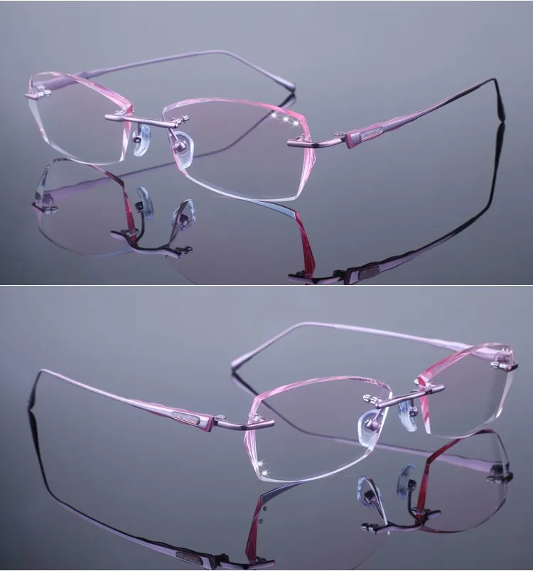 Очки без оправы diamond обрезки очки для Женская мода красивая темперамент очки с диоптриями близорукость дальнозоркость 23