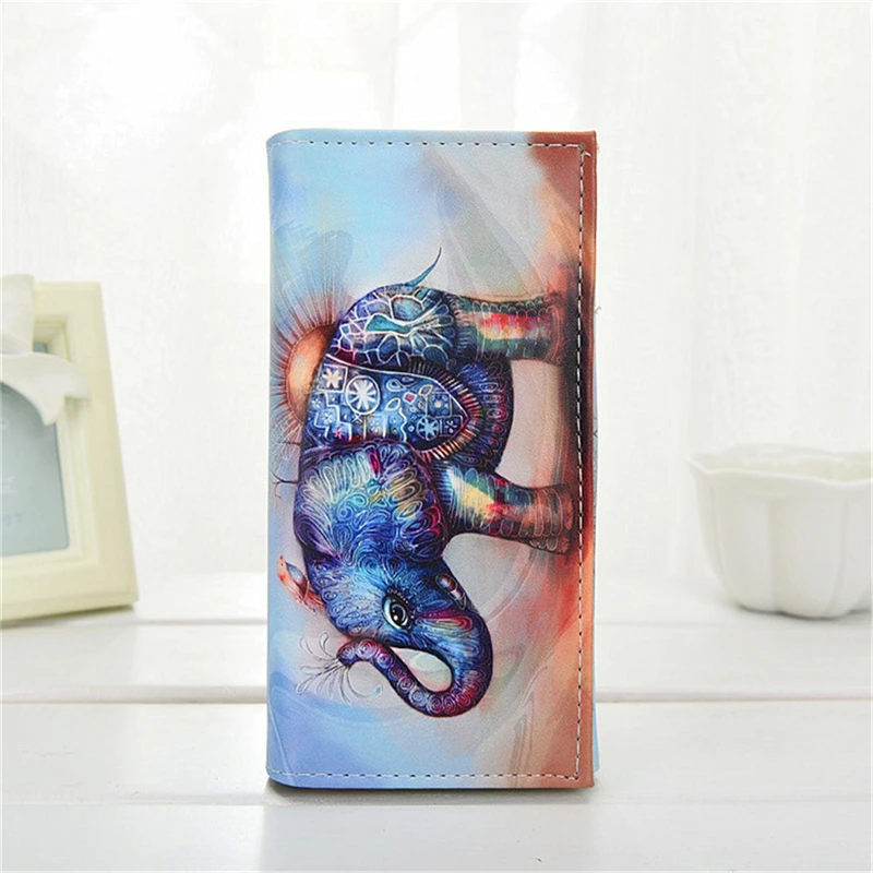 Женский кошелек Carteras Mujer цветной Прямоугольник С Рисунком Слона|Кошельки| |