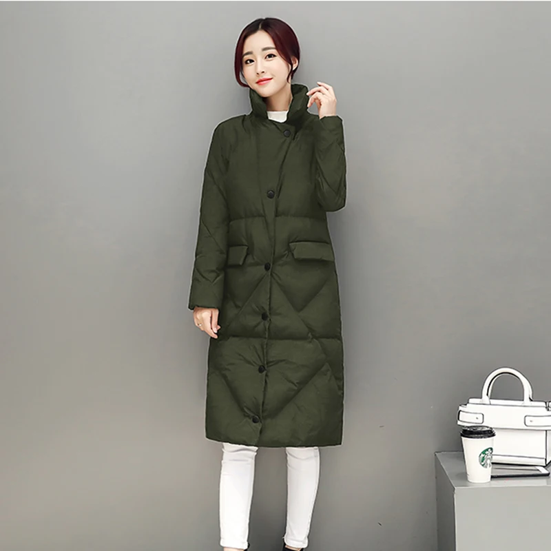 

2019 autumn winter women new Korean version self-cultivation cotton Female long section suit collar thin down cotton padded coat
