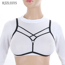 Женский пояс для тела, черные эластичные топы с бретельками, бюстгальтер с клеткой, экзотический соблазнительный БДСМ, Бандажное белье, Фетиш Клубная одежда для вечеринок