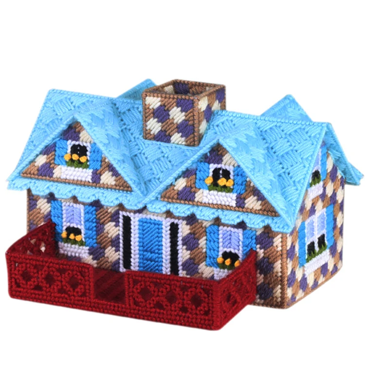 

LTX022 DIY Craft Stich Cross Stitch Needlework Embroidery Crafts Counted Cross-Stitching Kit Knitting Wool Tissue Box Package
