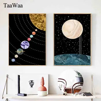 

TAAWAA Abstract Constellations Universe Nursery Wall Art Canvas Painting Posters and Prints Decorative Picture Kids Room Decor