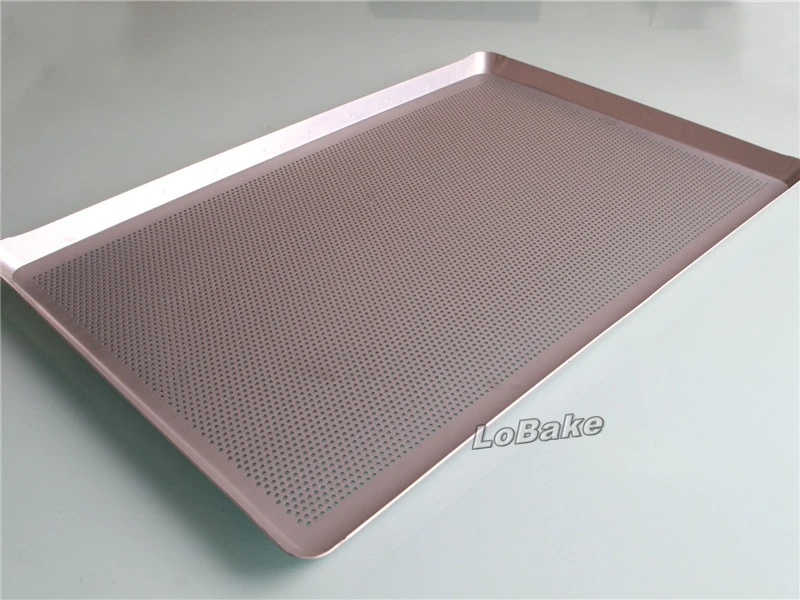 

High quality anti-skidding 60*40cm punching style rectangle shape anodizing aluminium baking pan biscuit cookie holding pans