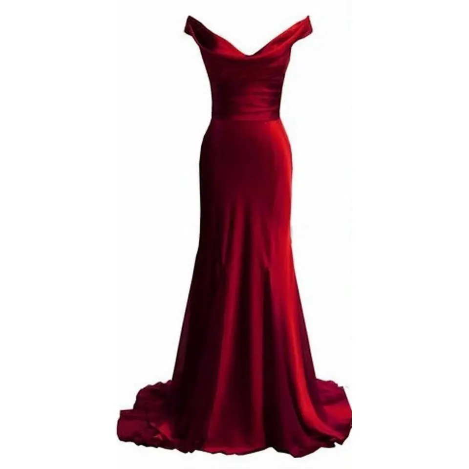 Sexy Red Mermaid Evening Dresses Long 2019 Formal Evening Gown Plus Size V-Neck Satin Sleeveless Zipper Women Party Dress Prom