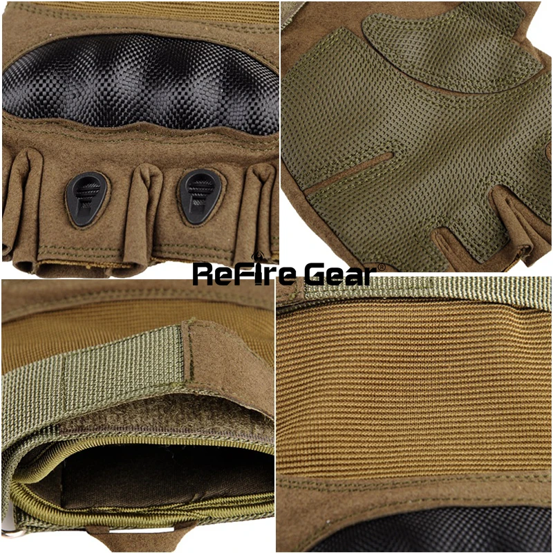 Перчатки ReFire Gear SWAT мужские боевые митенки без пальцев из углеродного волокна