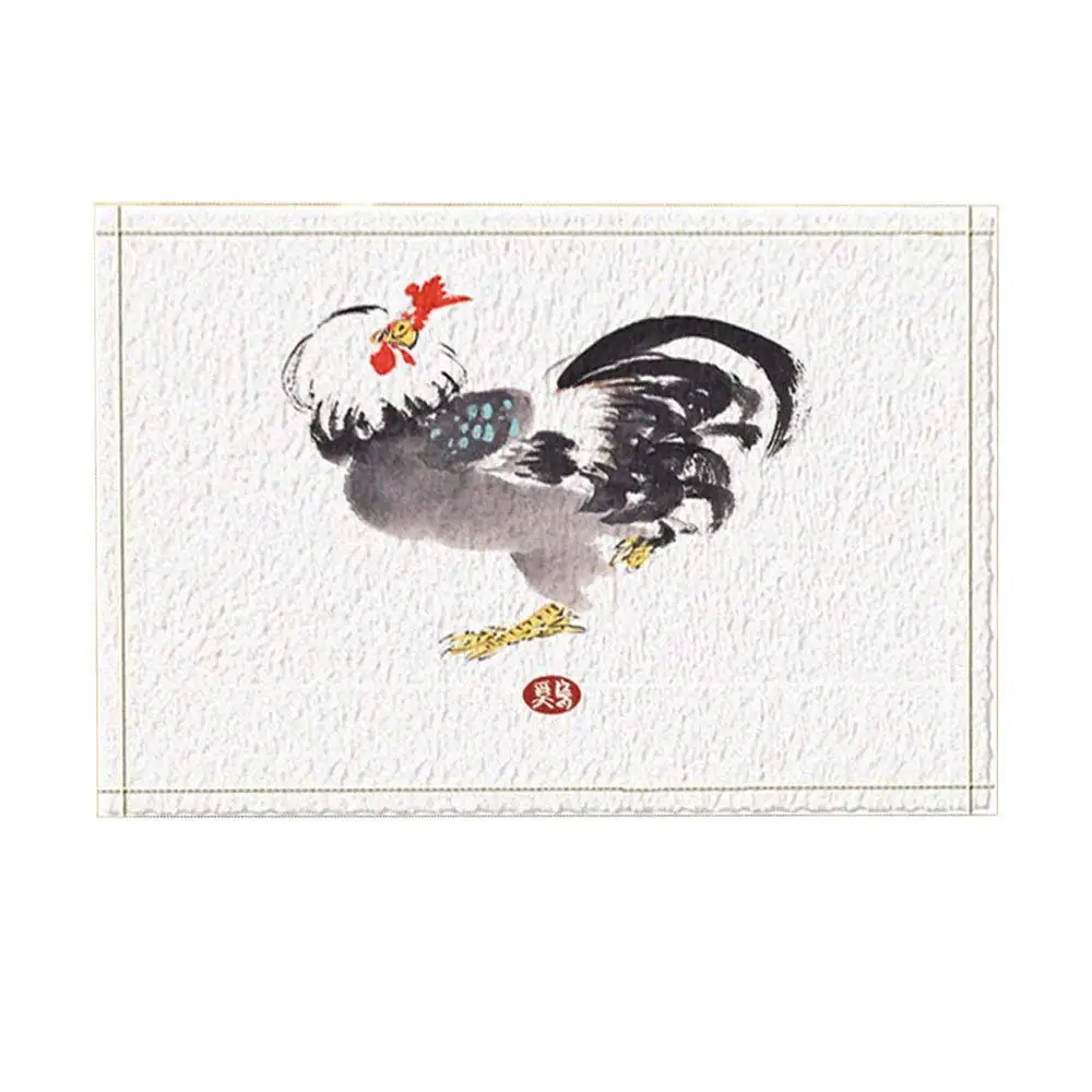 Carpet Kitchen Mats For Floor Mat Traditional China Drawing Decor Watercolor Rooster for New Year Bath Rugs Non-Slip Doormat | Дом и сад