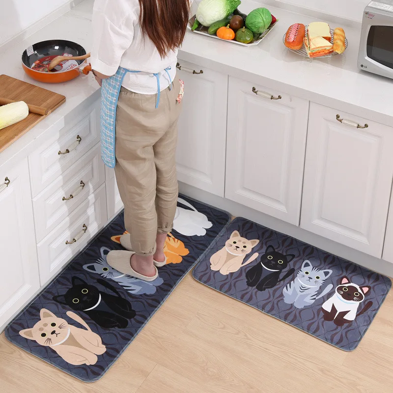 

Cartoon Soft Kitchen Mat Absorption Bathroom Carpet Rug Home Living Room Kitchen Door Floor Mat for Toilet Non-slip