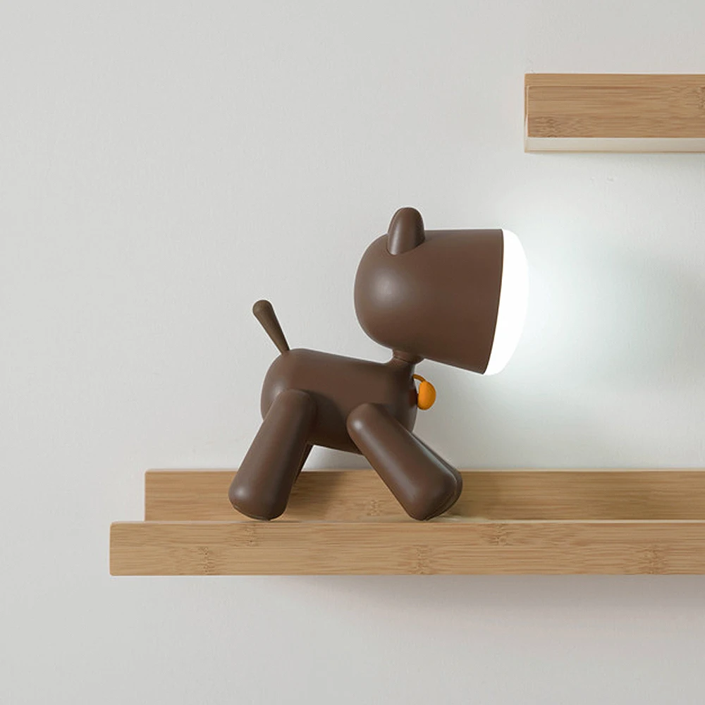 Animal dos Desenhos Animados do Cão Crianças do Presente do Bebê de Cabeceira Usb para as Crianças Forma Night Light Silicone Pode Ser Escurecido Lâmpada Recarregável Quarto Led