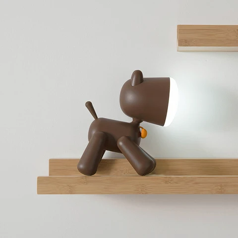 Animal dos Desenhos Animados do Cão Crianças do Presente do Bebê de Cabeceira Usb para as Crianças Forma Night Light Silicone Pode Ser Escurecido Lâmpada Recarregável Quarto Led
