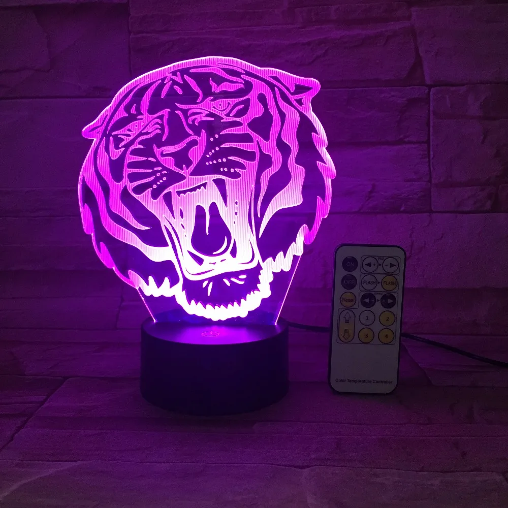 

Lion Tiger LED Night Light RC Remote Touch Control 3D Animal Decor USB Lamp Toy Gift Luminarias 7 Colors Flash Change Color Gift