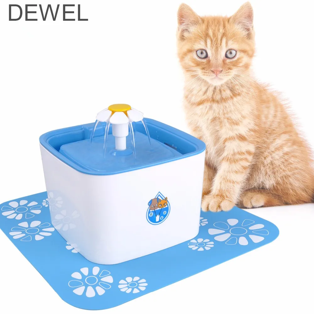 

2.5L Automatic Cat Dog Water Fountain Automatic Pet Feeder+ 1Mat + 2 Activated Carbon Filters Pet Drinkers for Dogs and Cats