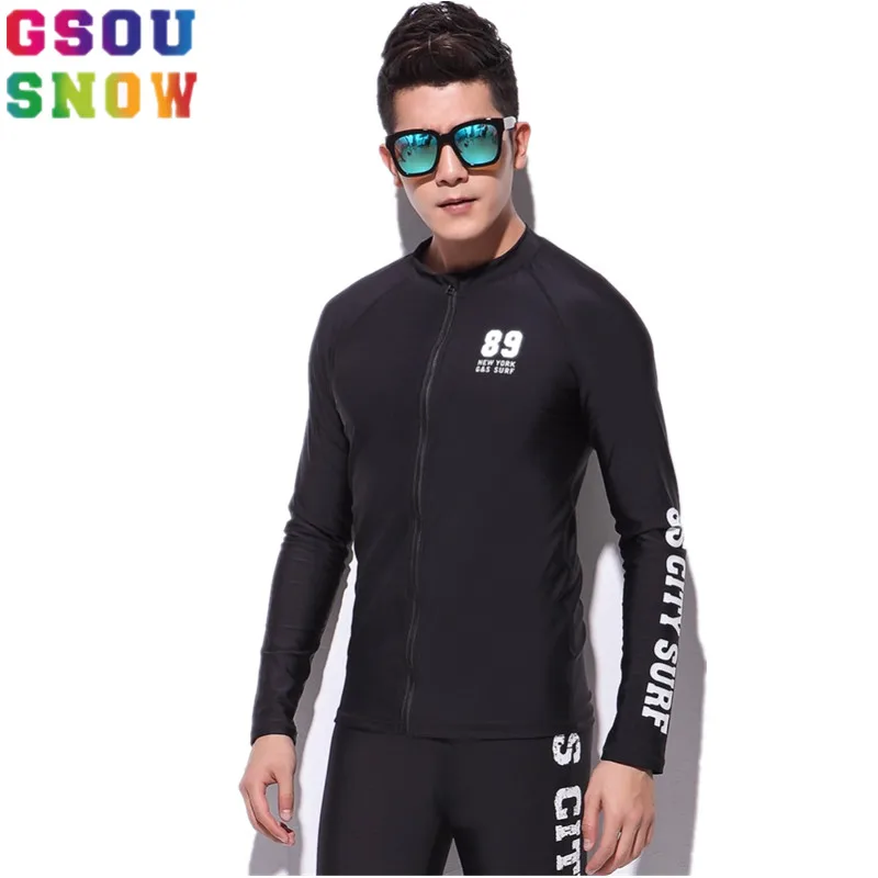 Gsou Snow Brand Рашгард мужские рубашки для плавания с длинным рукавом Одежда дайвинга