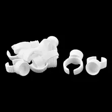 UXCELL Plastic Nail Art Tattoo Pigmen Eyelash Extension Ring Pallet Holders White 10Pcs