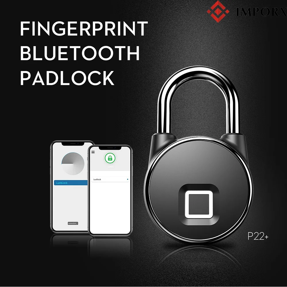 

IMPORX Bluetooth Rechargeable Smart Lock Keyless Fingerprint Lock IP66 Waterproof Anti-Theft Security Padlock Door Luggage Lock