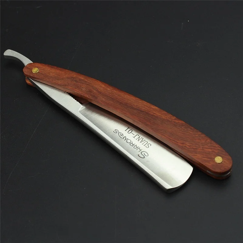 spesifikasi Jepang 440C Barbershop Profesional Wajah Pisau Cukur untuk Wanita Kit Lurus Razor Sikat Sikat Cukur Lipat Kinfe Kotak Kayu Hadiah Terbaik