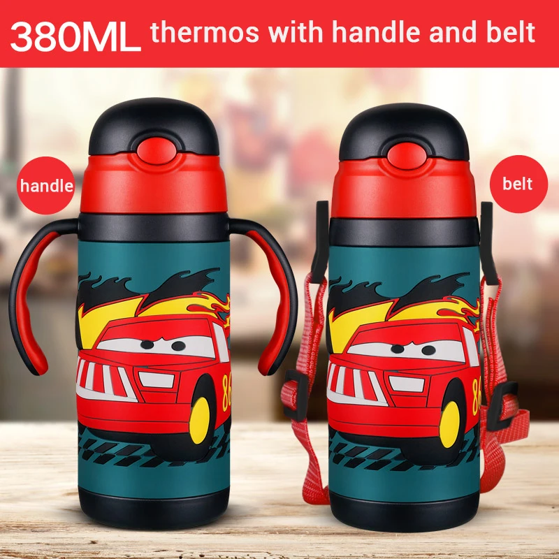 

Diseño de kart termo taza niños termo taza paja bebidas aisladas botella de agua botella de vacío matraz Correa manejar vaso