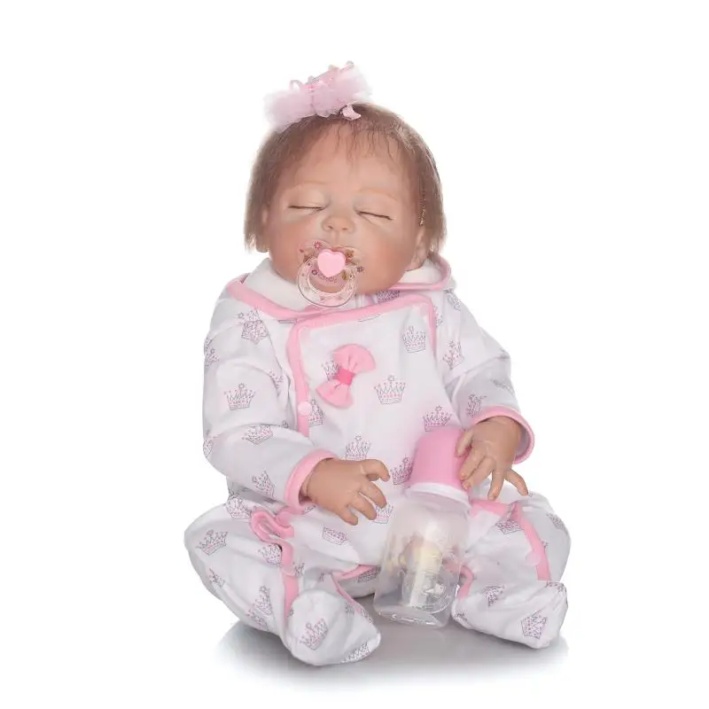 

NPKcollection 57cm pretty full silicone bebe bonecas sumilation reality newborn sleeping baby girl silicone reborn baby dolls