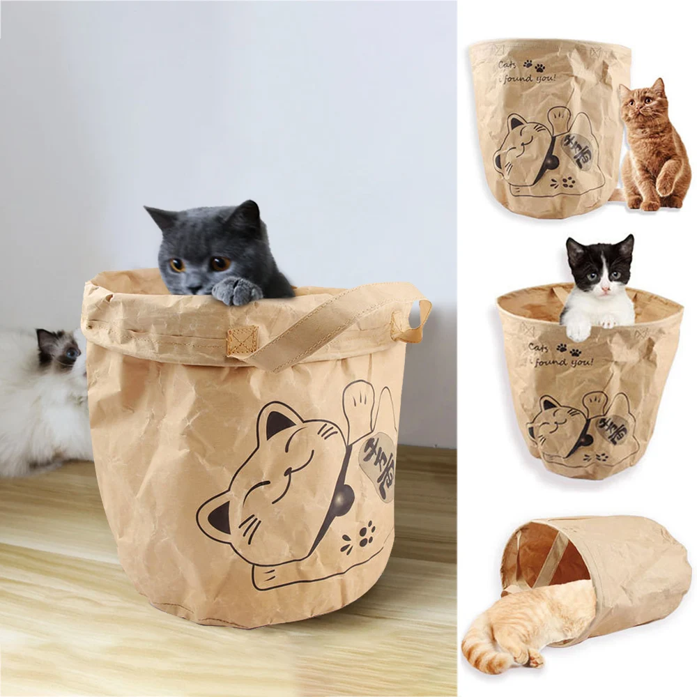 

Environmental Protection Tote Pet Carrier Bag Outdoor Cat Carrying Cage 2 Layer Kraft Paper Sided Travel Pet Carrier for Cat