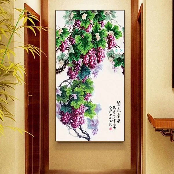 

DIY Needlework Set 100% Printed Unfinished R Thread Cross Stitch Sets Full Embroidery Kits, grapes