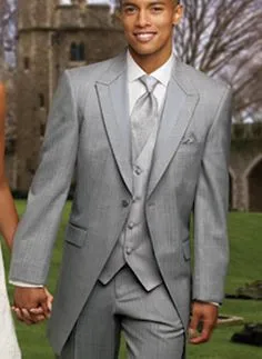 Максимумом нагрудные одна кнопка светло-серый фрак формальный таможенные сделал свадебные Для мужчин костюмы из 3 предметов Мода Терно