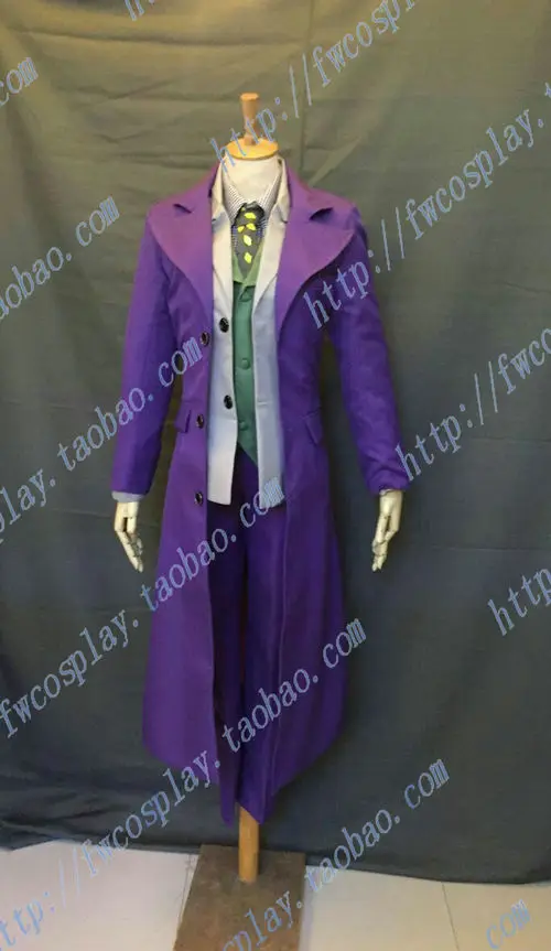 Arkham Asylum Joker Cosplay Costume set Custom two cost+pant+vest+skirt+tie 11 |