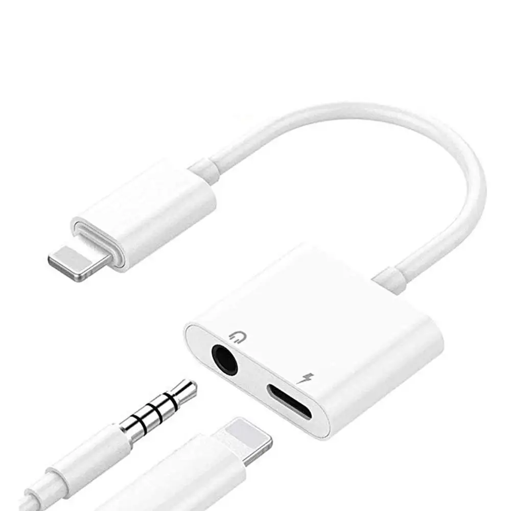 

3.5mm Adapter Compatible with iPhone Cable, 2 in 1 iPhone Audio Adaptor Headphone Adapter Compatible with iPhone X/8/8 Plus/7