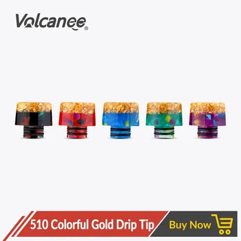 

Volcanee Resin Drip Tip 510 Colorful Gold Epoxy Wide Bore For Ijust S RTA RDA Tank E Cig Vaporizor Mouthpiece Vape Accessories