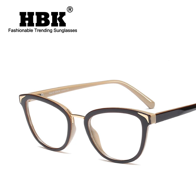 HBK роскошные солнцезащитные очки "кошачий глаз" оправы для очков Для мужчин Для женщин трендовая стильная женская оптический модные компьютерные очки для чтения UV400 - Цвет оправы: C3 Black beige.Clear