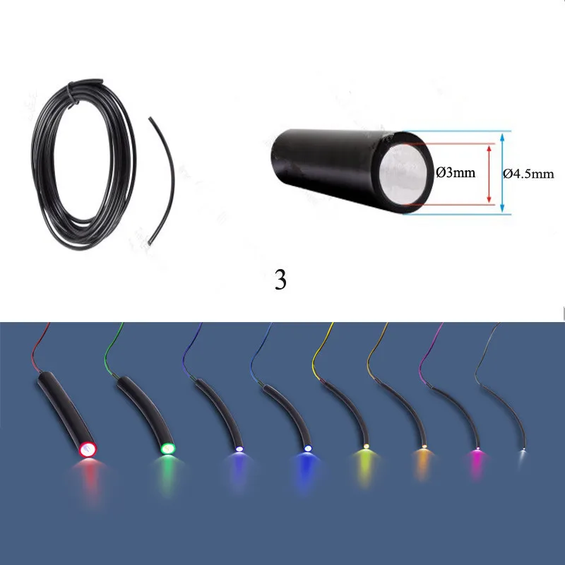 Inner 3mm outer 4.5mm diameter Black optical fiber cable solid fiber