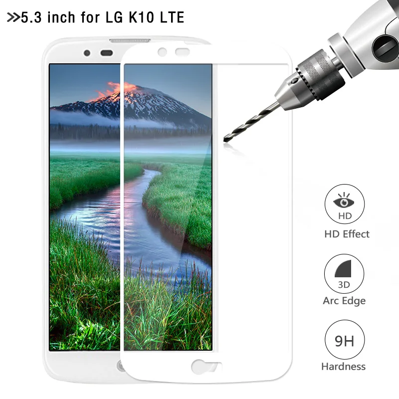 3D 9H Full Curved Screen Protector For LG K10 LTE 0.3mm Ultrathin Protective Tempered Transparent Toughened Glass | Мобильные