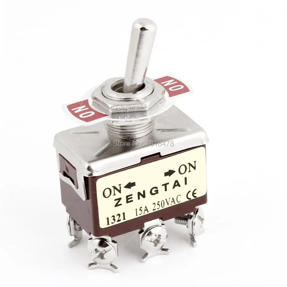 1321 DPDT ON/ON 2 Way 6 Screw Terminals Toggle Switch 15A AC 250Vin