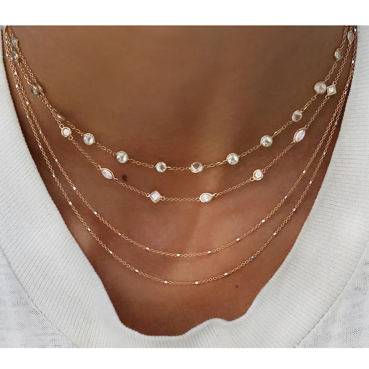 Bls-miracle Fashion Multi layer Shell Necklaces& Pendants For Women Trendy Charm Gold Chain Choker Necklace Ladies Jewelry - Окраска металла: NE-0175-25