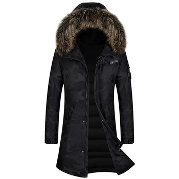 

2020 Winter New Long Real Fur Collar Doudoune Homme Thicken Hooded Camo Kurtka Puchowa