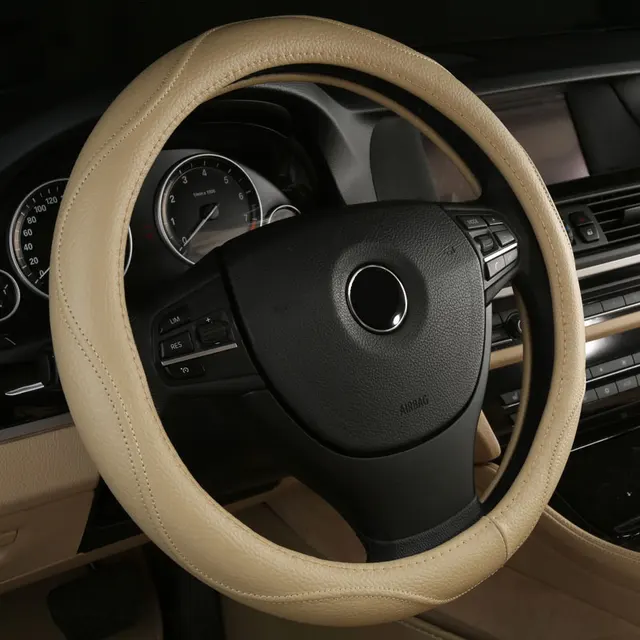 Car genuine leather steering wheel cover for bmw e36 e38 e39 e46 e60