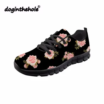 

doginthehole Fashion Sneakers for Women Flower Printing Comfortable Flat Shoes Teenager Girls Fresh Style Zapatos Feminine Flats