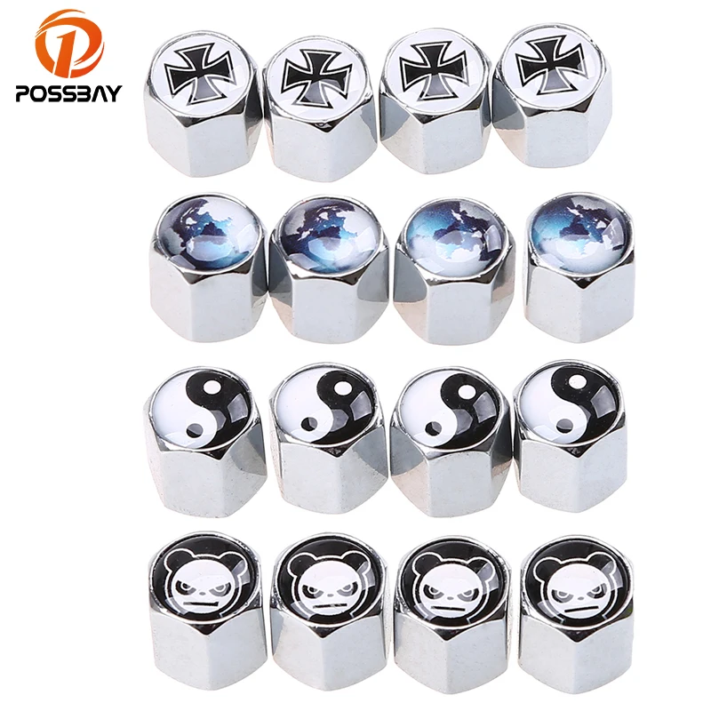 

POSSBAY Silver Car Tire Valve Caps for Motorcycle Bike Bus Truck Wheel Tyre Rims Cover Silver Wheel Valve Cap for Audi Honda VW