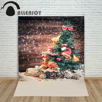 

Background photography studio Christmas xmas tree xmas cap pine nuts doll background for photo shoots vinyl children's holiday