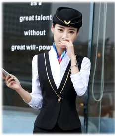 black waistcoat IZICFLY Стиль стюардесса короткое пальто в формальном стиле дамский костюм стюард жилет бизнес с юбкой и униформа брюки набор большой размер - Цвет: black waistcoat
