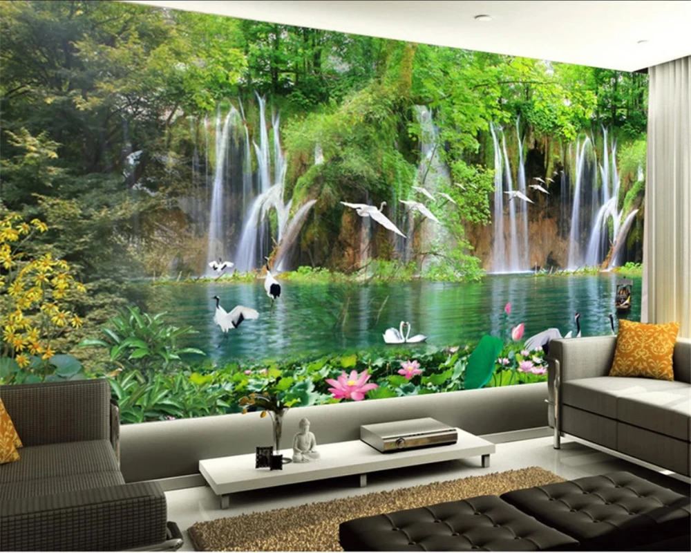 自然な風景の壁紙 リビングルーム ベッドルーム ソファ テレビの壁の壁紙 家の装飾 Wall Papers Home Decor Custom Wallpaperwallpaper Nature Aliexpress