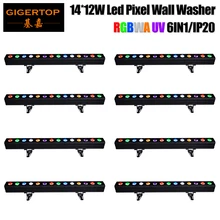 Цена 8 блок 14x12 Вт RGBWAUV 6IN1 Крытый светодиодный линейная трубка светильник гладкая диммер Выход потолочные светильник& Светодиодные прожекторы 110 V-220 V