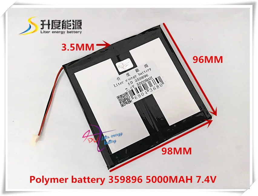 7,4 V 5000mAH 359896 полимерная литий-ионная/литий-ионная батарея для внешнего аккумулятора планшетного ПК сотового телефона mp3 mp4 gps