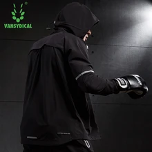 Vansydical мужские куртки для тренировок на молнии полиэстер одежда для бега Светоотражающая спортивная одежда с капюшоном для фитнеса