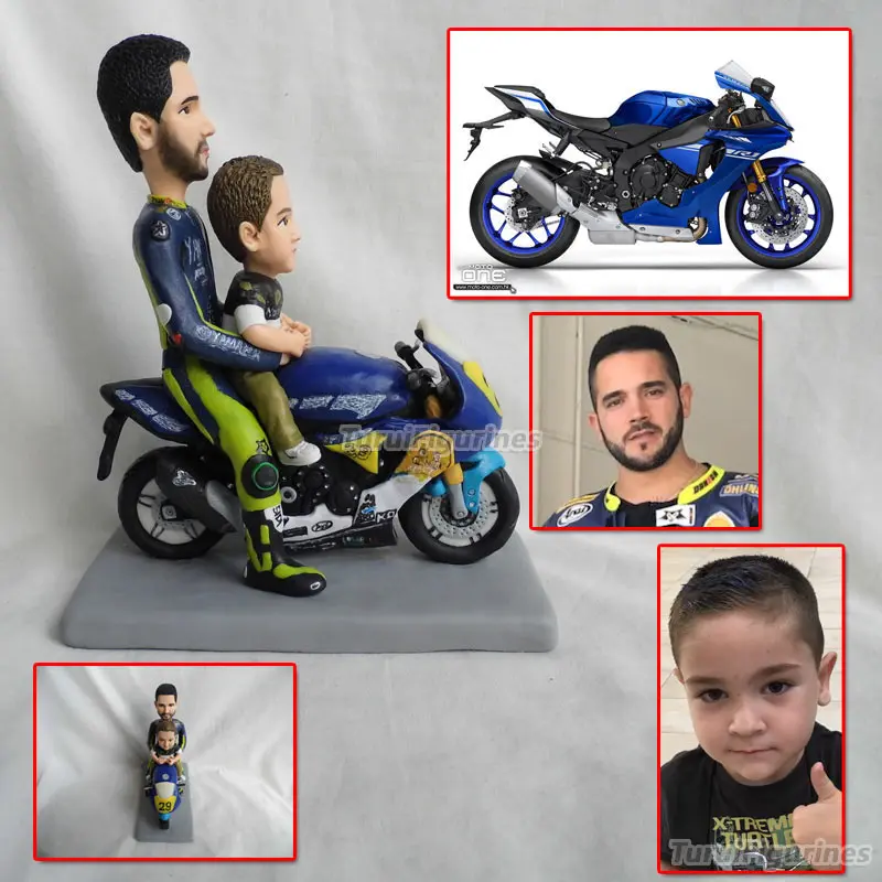 OOAK custom кукла из полимерной глины папа и я езжу на мотоцикле идея подарка для